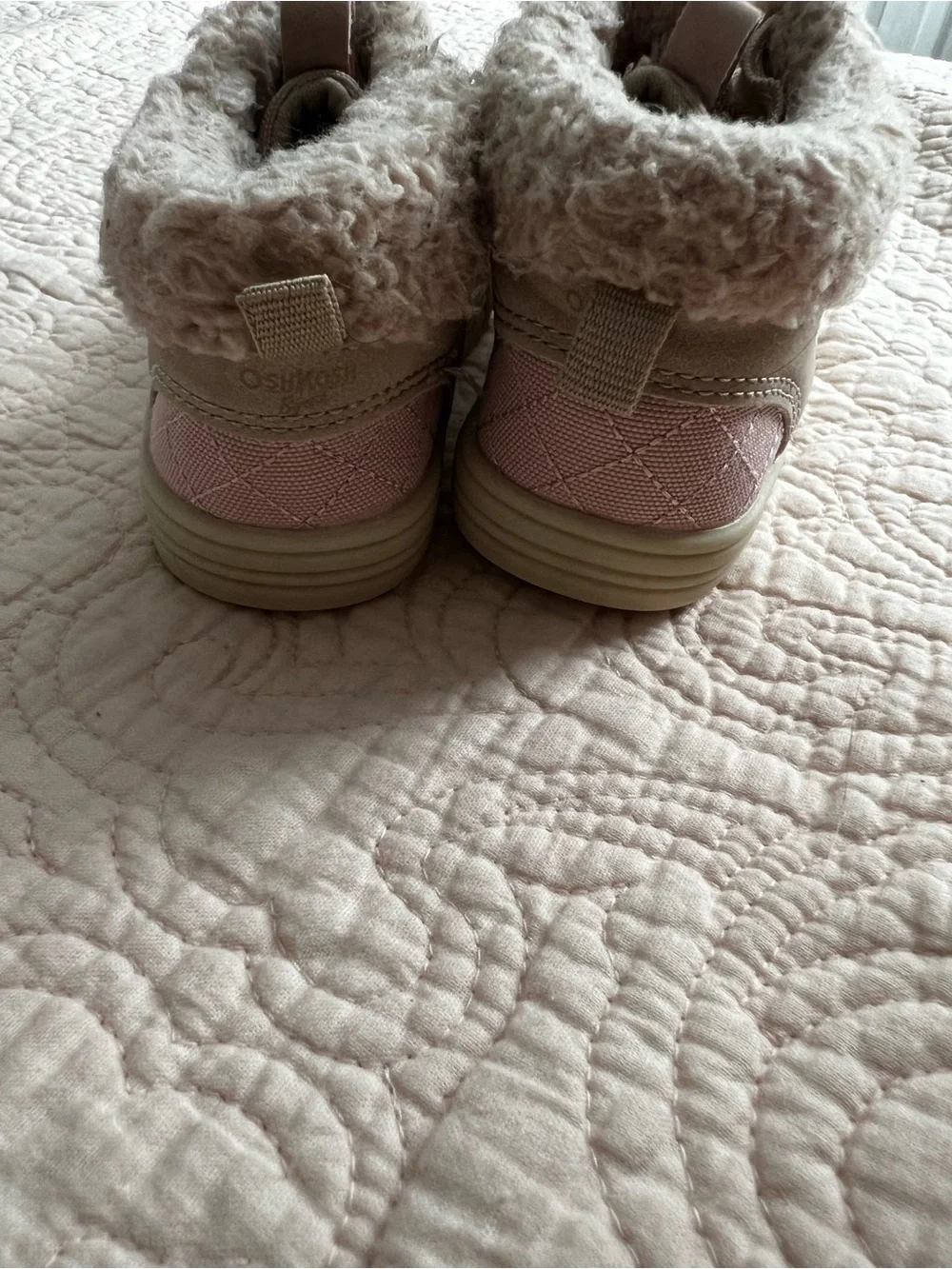 OshKosh B'gosh Pink Quilted Faux-Fur High-Top Sneakers